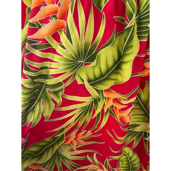 Vintage Hilo Hattie Red & Green Palm Leaf Print Hawiaiian Dress sz 3X NWOT - Picture 5 of 6